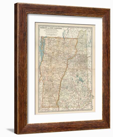 Map of Vermont and New Hampshire, United States-Encyclopaedia Britannica-Framed Art Print