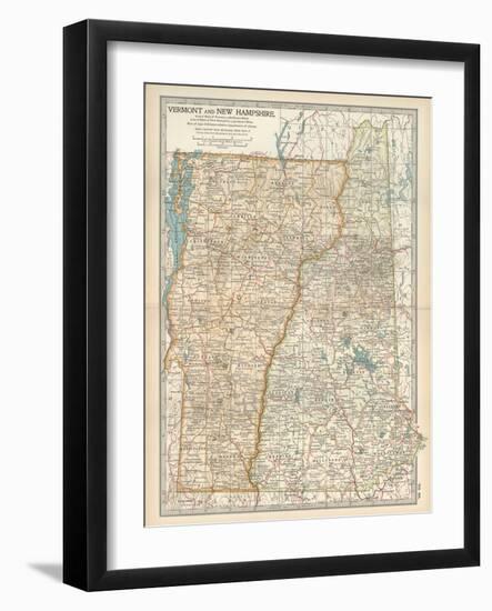 Map of Vermont and New Hampshire, United States-Encyclopaedia Britannica-Framed Art Print