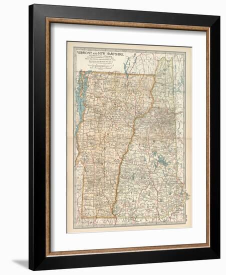 Map of Vermont and New Hampshire, United States-Encyclopaedia Britannica-Framed Art Print