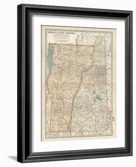 Map of Vermont and New Hampshire, United States-Encyclopaedia Britannica-Framed Art Print