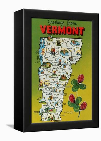 Map of Vermont-null-Framed Stretched Canvas