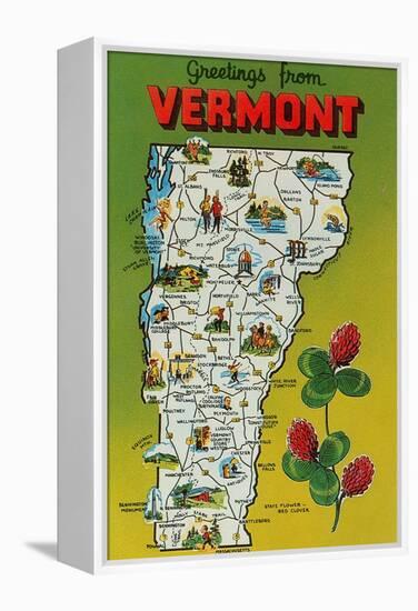 Map of Vermont-null-Framed Stretched Canvas