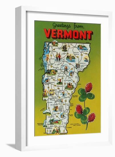 Map of Vermont-null-Framed Art Print