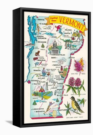 Map of Vermont-null-Framed Stretched Canvas