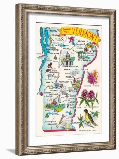 Map of Vermont-null-Framed Art Print