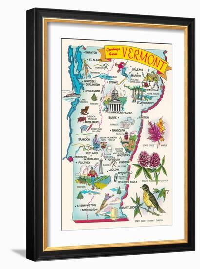 Map of Vermont-null-Framed Art Print