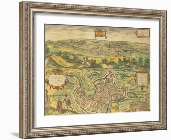 Map of Verona from Civitates Orbis Terrarum-null-Framed Giclee Print