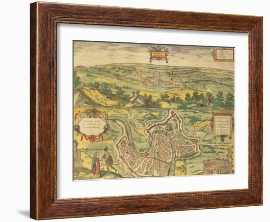 Map of Verona from Civitates Orbis Terrarum-null-Framed Giclee Print