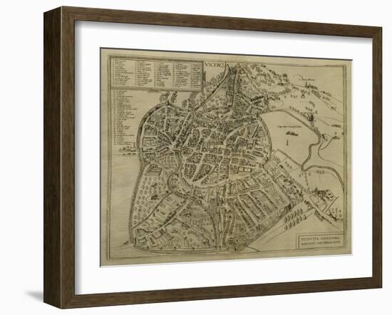 Map of Vicenza, Illustration from 'Civitates Orbis Terrarum', C.1580-Georg Braun-Framed Giclee Print