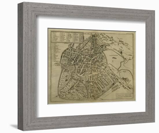 Map of Vicenza, Illustration from 'Civitates Orbis Terrarum', C.1580-Georg Braun-Framed Giclee Print