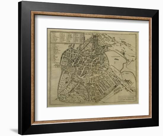 Map of Vicenza, Illustration from 'Civitates Orbis Terrarum', C.1580-Georg Braun-Framed Giclee Print