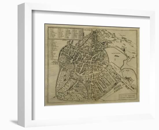 Map of Vicenza, Illustration from 'Civitates Orbis Terrarum', C.1580-Georg Braun-Framed Giclee Print