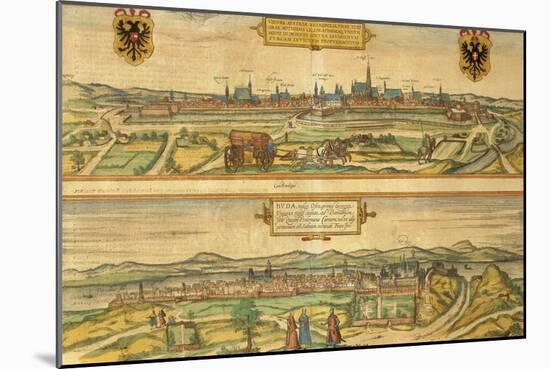 Map of Vienna and Buda from Civitates Orbis Terrarum-null-Mounted Giclee Print