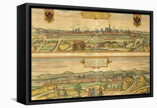 Map of Vienna and Buda from Civitates Orbis Terrarum-null-Framed Premier Image Canvas