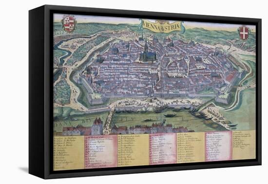 Map of Vienna, from "Civitates Orbis Terrarum" by Georg Braun and Frans Hogenberg circa 1572-1617-Joris Hoefnagel-Framed Premier Image Canvas