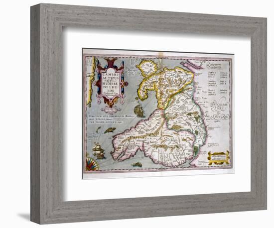 Map of Wales, Published c.1630-Jodocus Hondius-Framed Giclee Print