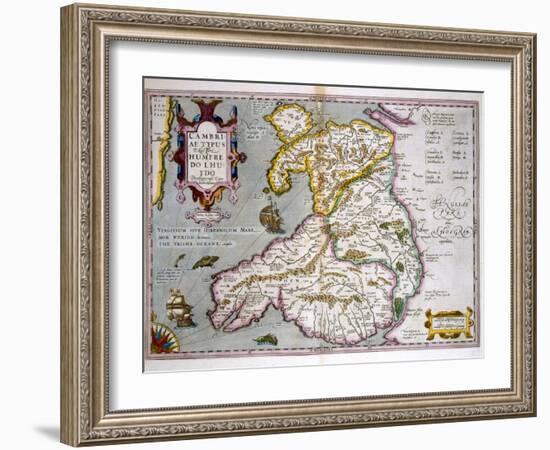 Map of Wales, Published c.1630-Jodocus Hondius-Framed Giclee Print