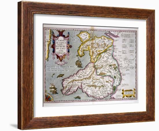 Map of Wales, Published c.1630-Jodocus Hondius-Framed Giclee Print