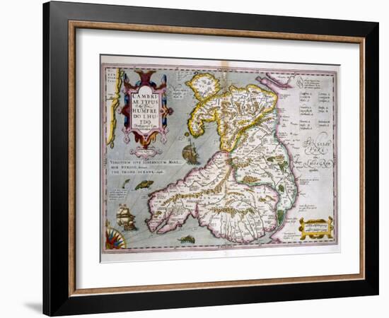 Map of Wales, Published c.1630-Jodocus Hondius-Framed Giclee Print