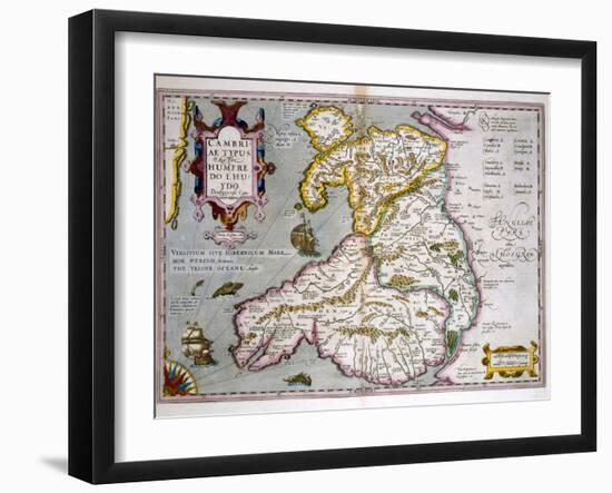 Map of Wales, Published c.1630-Jodocus Hondius-Framed Giclee Print