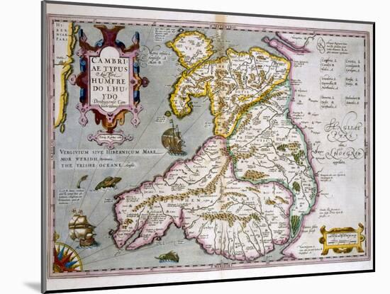 Map of Wales, Published c.1630-Jodocus Hondius-Mounted Giclee Print