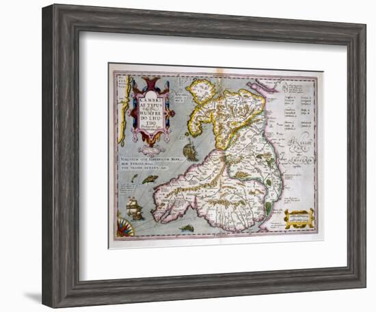 Map of Wales, Published c.1630-Jodocus Hondius-Framed Giclee Print