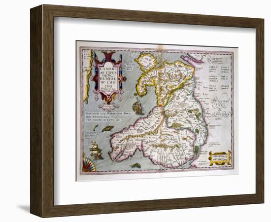 Map of Wales, Published c.1630-Jodocus Hondius-Framed Giclee Print