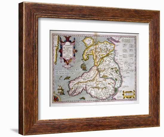 Map of Wales, Published c.1630-Jodocus Hondius-Framed Giclee Print