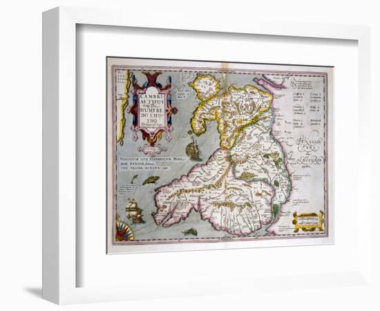 Map of Wales, Published c.1630-Jodocus Hondius-Framed Giclee Print