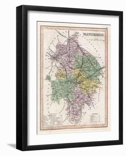 Map of Warwickshire-James Archer-Framed Art Print