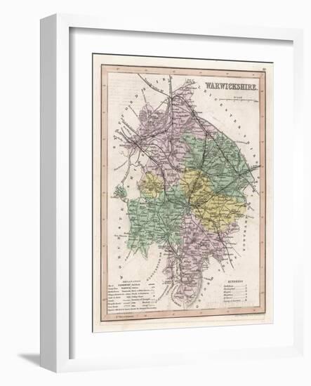 Map of Warwickshire-James Archer-Framed Art Print