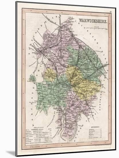 Map of Warwickshire-James Archer-Mounted Art Print