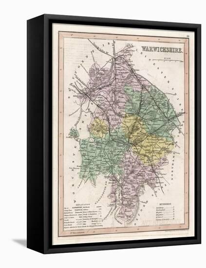 Map of Warwickshire-James Archer-Framed Stretched Canvas