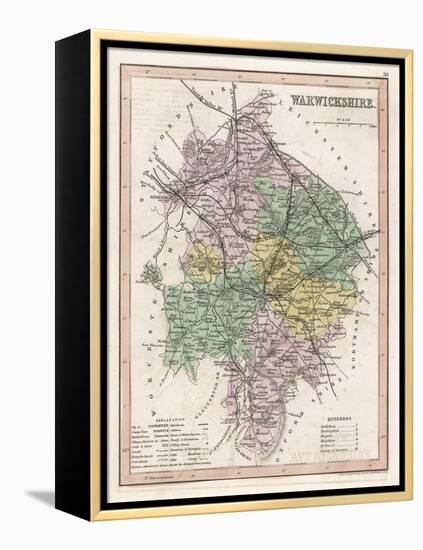 Map of Warwickshire-James Archer-Framed Stretched Canvas