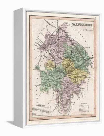 Map of Warwickshire-James Archer-Framed Stretched Canvas
