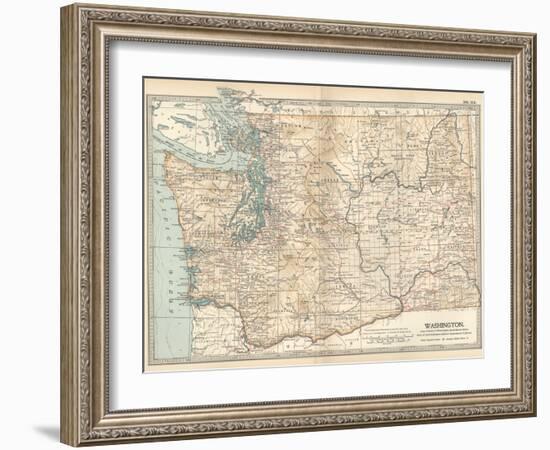 Map of Washington State. United States-Encyclopaedia Britannica-Framed Art Print