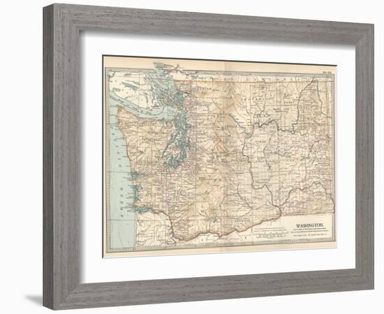 Map of Washington State. United States-Encyclopaedia Britannica-Framed Art Print