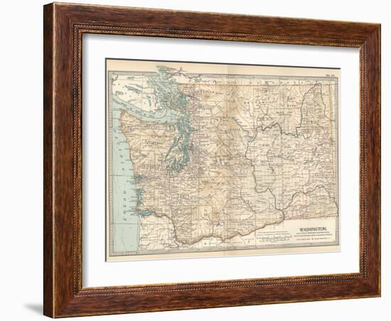 Map of Washington State. United States-Encyclopaedia Britannica-Framed Art Print