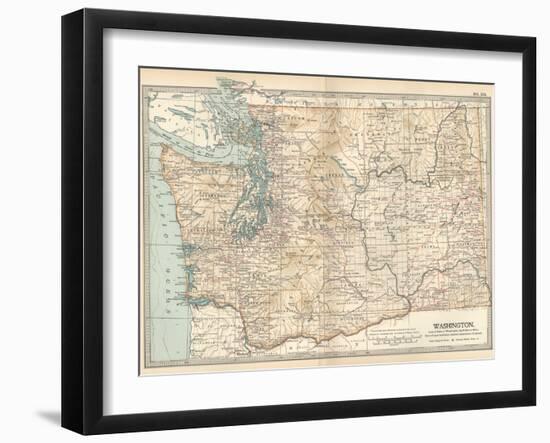 Map of Washington State. United States-Encyclopaedia Britannica-Framed Art Print