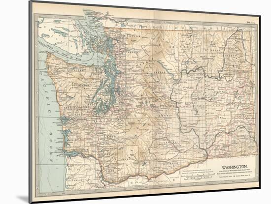 Map of Washington State. United States-Encyclopaedia Britannica-Mounted Art Print