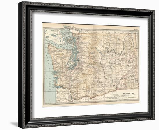 Map of Washington State. United States-Encyclopaedia Britannica-Framed Art Print