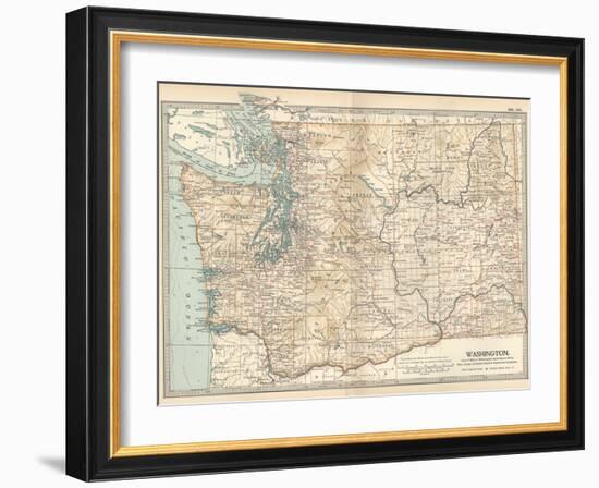 Map of Washington State. United States-Encyclopaedia Britannica-Framed Art Print