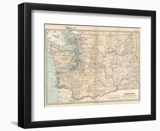 Map of Washington State. United States-Encyclopaedia Britannica-Framed Art Print