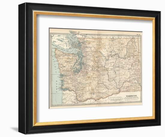 Map of Washington State. United States-Encyclopaedia Britannica-Framed Art Print