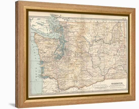 Map of Washington State. United States-Encyclopaedia Britannica-Framed Stretched Canvas