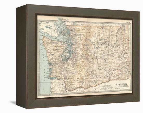 Map of Washington State. United States-Encyclopaedia Britannica-Framed Stretched Canvas