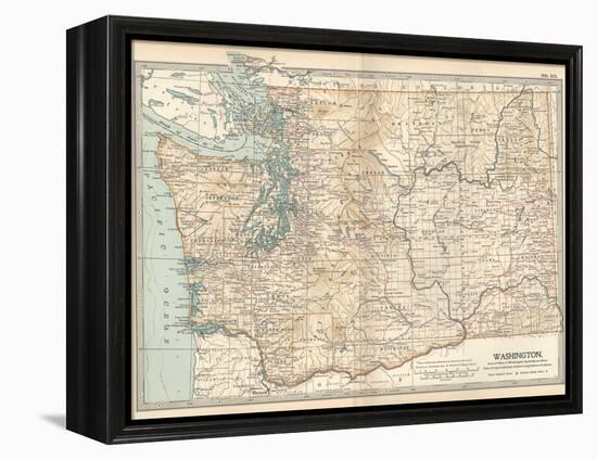 Map of Washington State. United States-Encyclopaedia Britannica-Framed Stretched Canvas