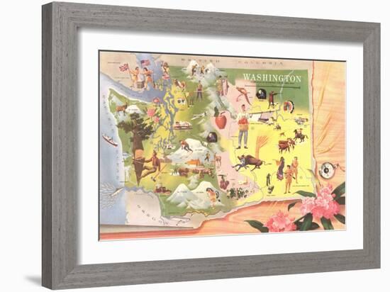 Map of Washington-null-Framed Art Print