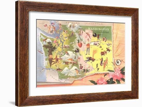 Map of Washington-null-Framed Art Print