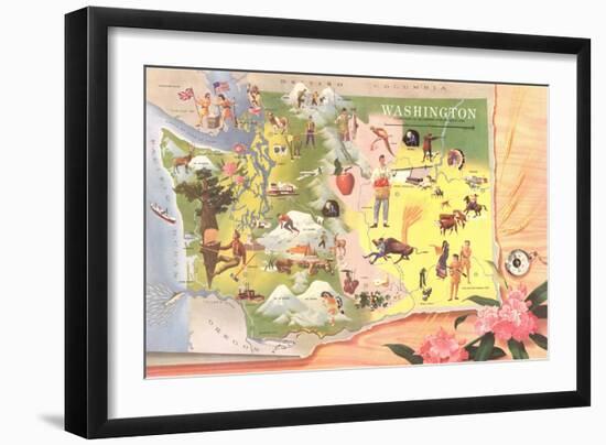 Map of Washington-null-Framed Art Print